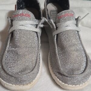 Hey Dude Silver Glitter Moccasins